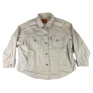 Levis Trucker Jean Jacket Mens‎ XL Ivory Denim Button Up Pockets Classic